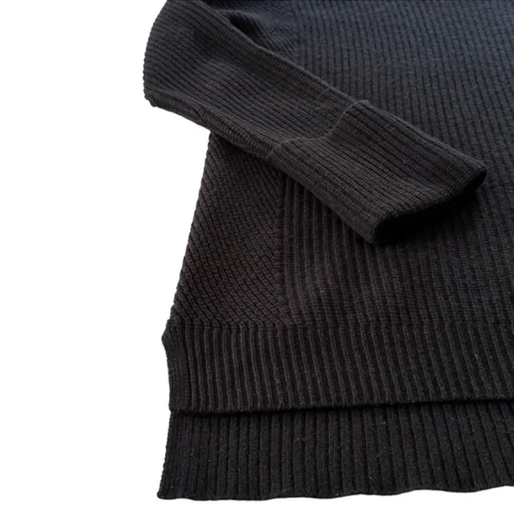 Halogen Cashmere Ribbed Mock Neck Sweater XS Minimalist Essential